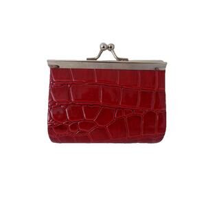 Faux patent red alligator leather coin purse or lipstick holder